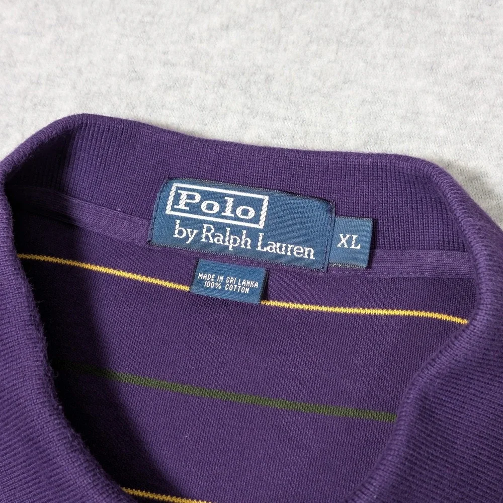 Polo Ralph Lauren Mens Polo Shirt Size XL Soft Cotton Purple Yellow Green